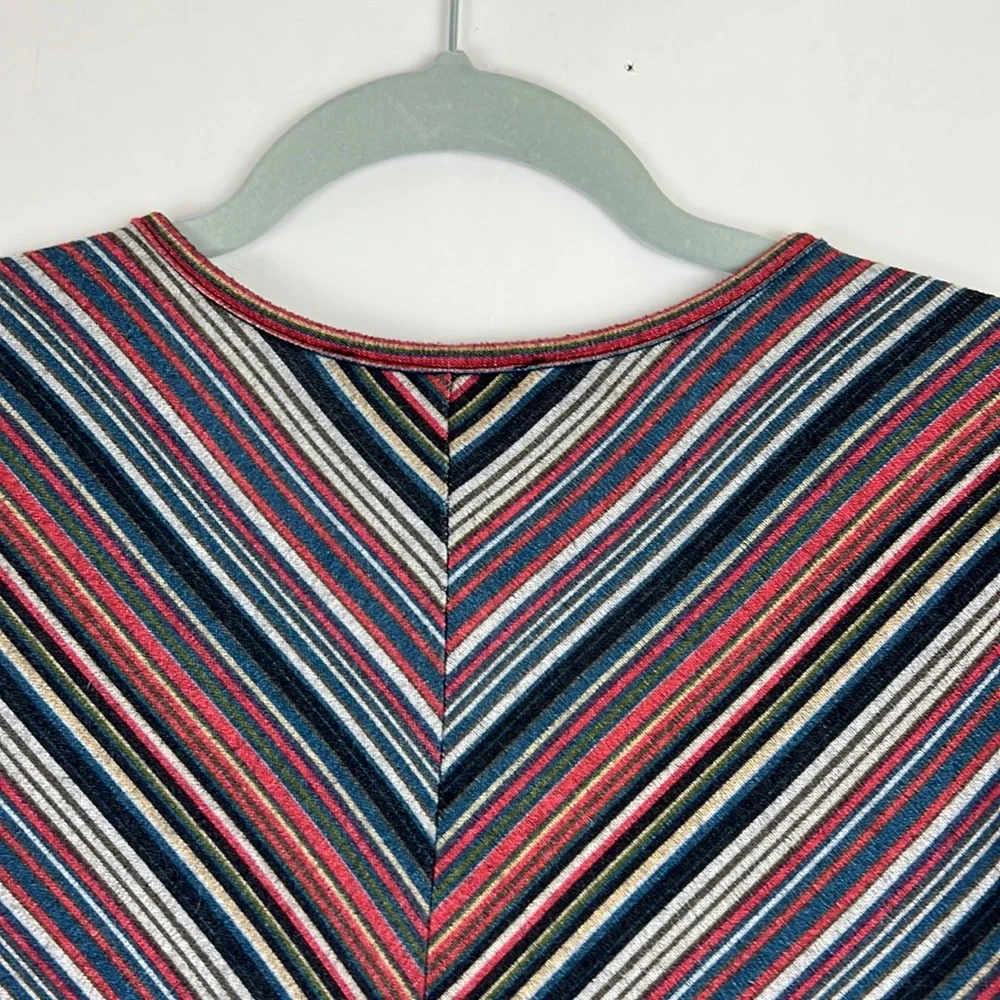 KAREN HART tunic striped blouse red, blue, and gray with scoop neck M - Picture 4 of 6